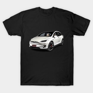 White Tesla Model X T-Shirt